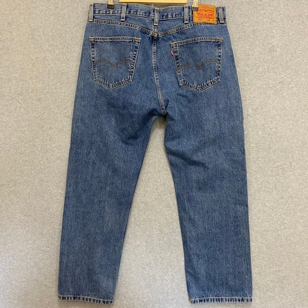 LEVIS 505 Jeans Mens 38x30 Straight Leg Blue Casual Cowboy Cotton Denim NEW